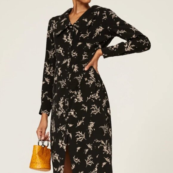 Sweet Baby Jamie Black Floral Shirtdress Size 6 - Picture 1 of 1